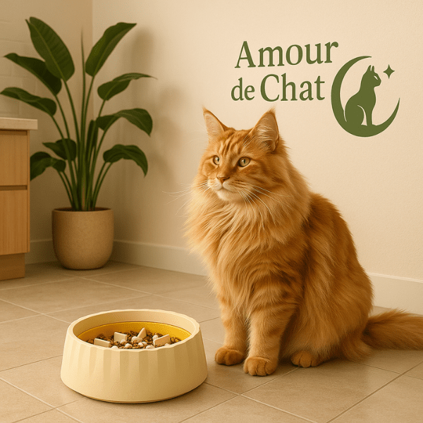 Chat utilisant une gamelle anti glouton DoubleTime™