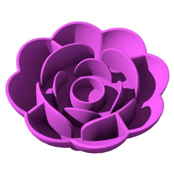 Gamelle anti glouton chat FlowerSlow™ violette en silicone alimentaire sans BPA