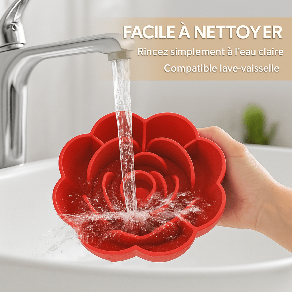 Gamelle anti glouton chat rouge – Facile à nettoyer et rincer, compatible lave vaisselle