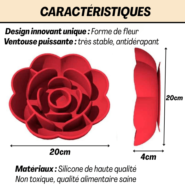 Gamelle anti glouton chat silicone fleur ventouse caractéristiques FlowerSlow™