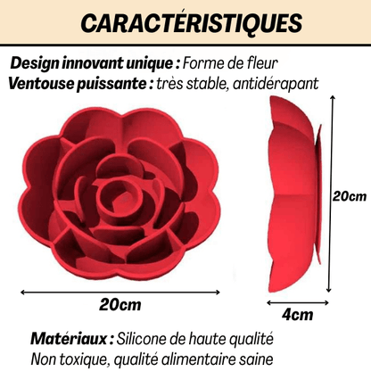 Gamelle anti glouton chat silicone fleur ventouse caractéristiques FlowerSlow™