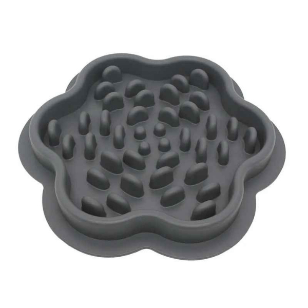 Gamelle anti-glouton chat grise – silicone durable résistant aux griffes