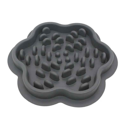 Gamelle anti-glouton chat grise – silicone durable résistant aux griffes