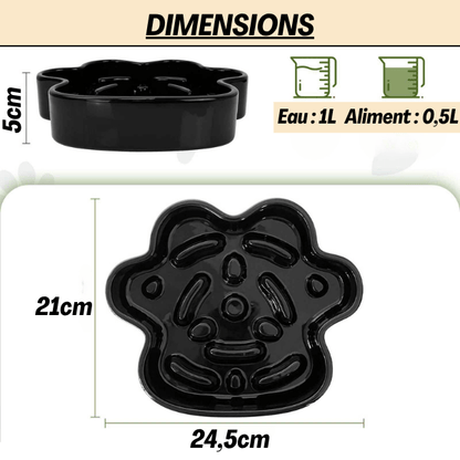 Gamelle anti glouton chat Tempo Croc™ noire épaisse et résistante capacité
