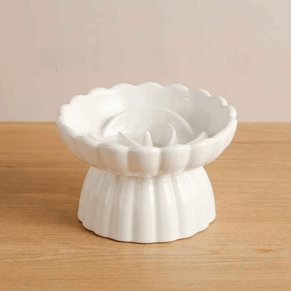 Gamelle anti glouton chaton CéramWhisker™ blanche surélevée anti renversement