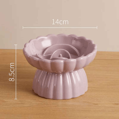 Gamelle anti glouton chaton céramique surélevée design dimensions | CéramWhisker™