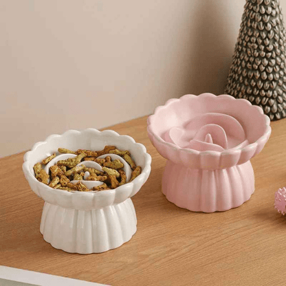 Gamelle anti glouton chaton surélevée en céramique - Durable et lente