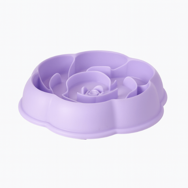 Gamelle anti glouton chaton idéale violette forme de rose MealStop™