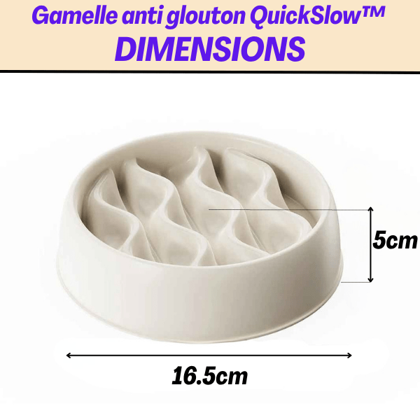 Gamelle anti glouton chaton ronde ondulée dimensions - QuickSlow™