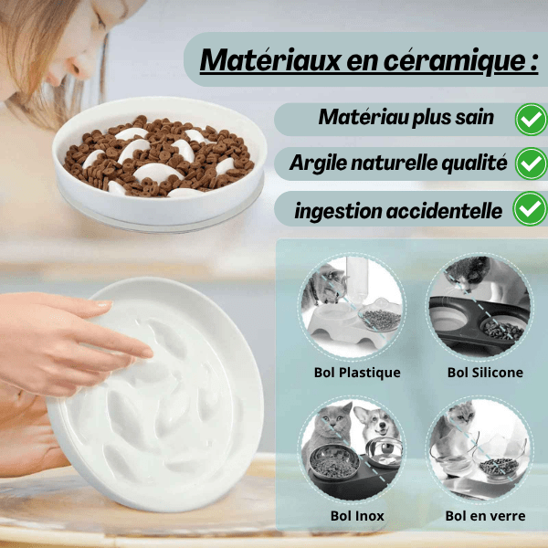 Modèle en céramique matériaux sain utilisé comme gamelle anti glouton