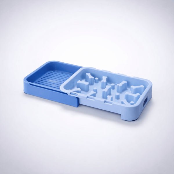 Gamelle anti glouton pour chat bleue avec compartiment tiroir alimentation contrôlée