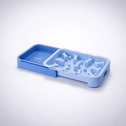 Gamelle anti glouton pour chat bleue avec compartiment tiroir alimentation contrôlée