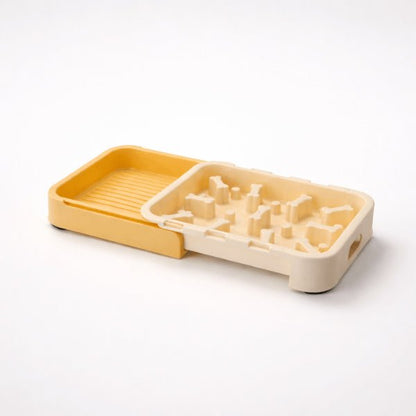 Gamelle anti glouton pour chat jaune grande capacité pour repas lent sécurisé