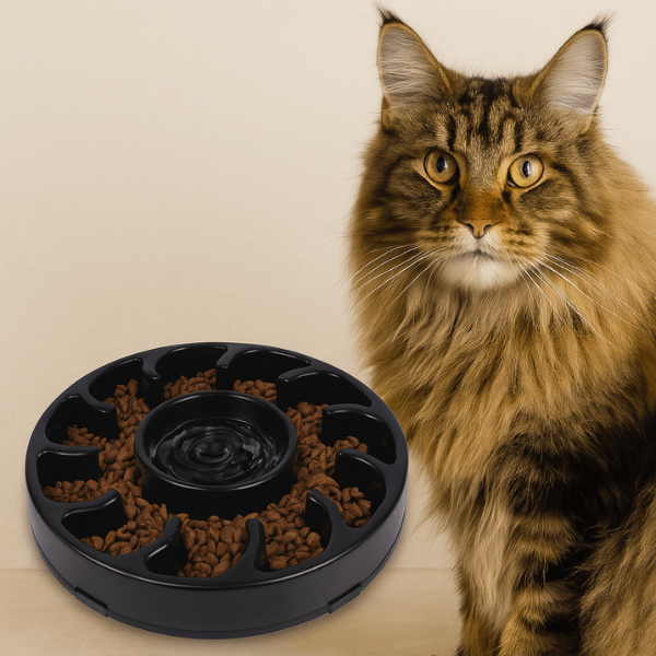 Gamelle anti glouton noire pour chat – matériau PP sans BPA recyclable