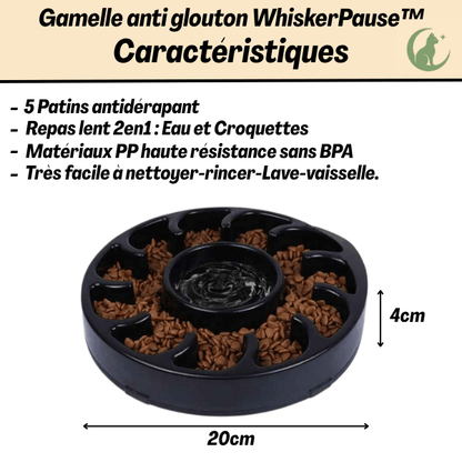 Gamelle anti glouton WhiskerPause™ antidérapante – 2en1, matériaux PP, anti-vomissement
