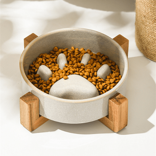 ZenCroquette™ remplie de croquettes – bol en céramique anti-vomissement