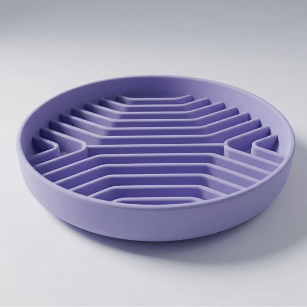 gamelle anti gloutons chat silicone violette avec rainures pour ralentir prise alimentaire