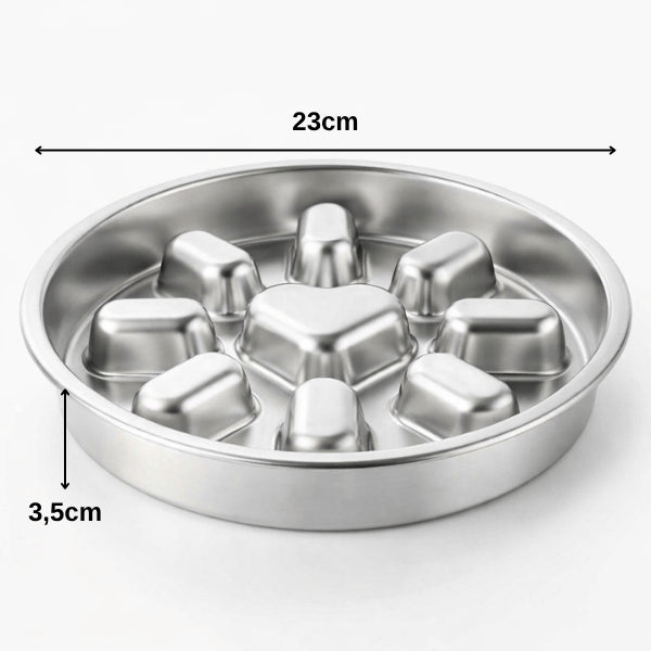Gamelle antiglouton chat inox ronde 23 cm avec obstacles pour ralentir la vitesse de repas