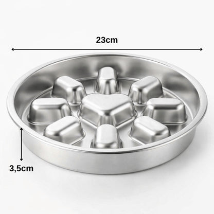 Gamelle antiglouton chat inox ronde 23 cm avec obstacles pour ralentir la vitesse de repas