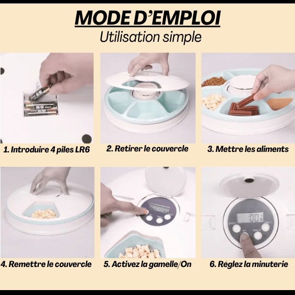 Gamelle automatique chat sans fil 6 repas simple à utiliser programmer mode d'emploi - Feeder 600 Cat™