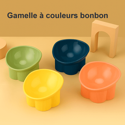 Gamelle chat anti renversement 4 couleur bonbon verte bleue jaune orange Anti-tipCatBowls™
