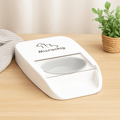 Gamelle chat automatique puce medaillon RFID implants batterie | Feeder Puce Tech™