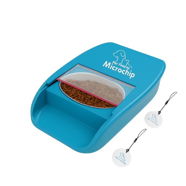 Gamelle chat automatique puce medaillon RFID implants batterie | Feeder Puce Tech™