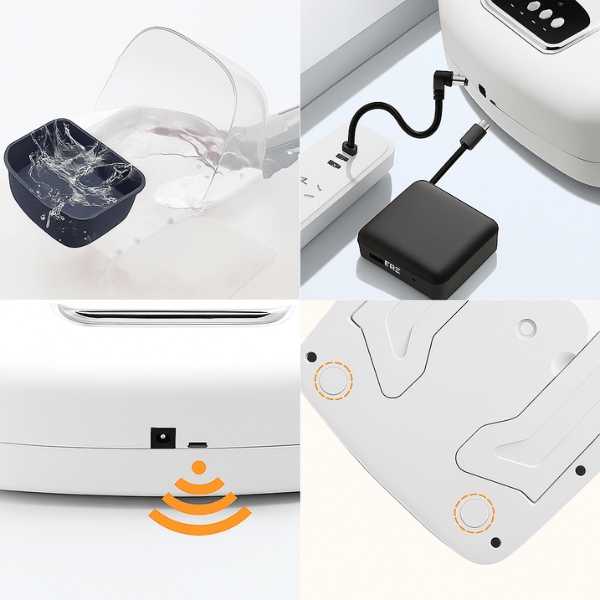 Gamelle chat puce automatique sans fil rechargeable pieds surélevés base antidérapante - Puce Motion+™