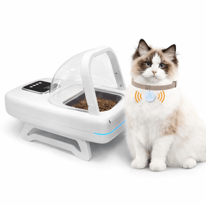 Gamelle chat automatique à puce surélevée blanche antivol de nourriture repas sélectif - Puce Motion+™