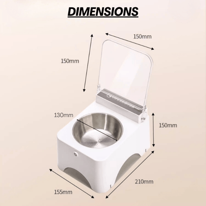 Gamelle chat surélevée automatique compacte à couvercle dimensions et bol amovible Ø 13 cm - Smart Feeder™