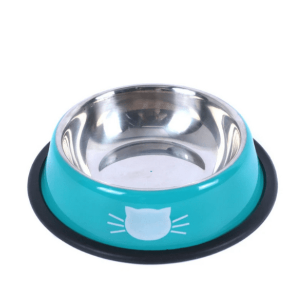 Gamelle chat inox bleu antidérapante Croc'Miaou™