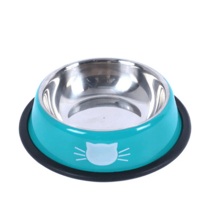 Gamelle chat inox bleu antidérapante Croc'Miaou™