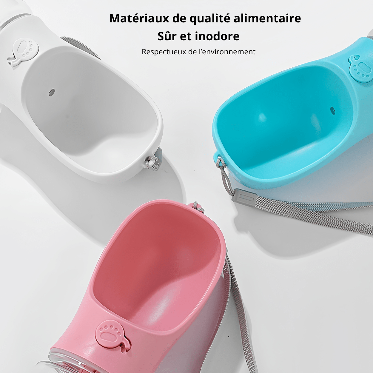 Gamelle chat portable en matériaux de qualité alimentaire trois distributeur eau chat - Croq-Pocket™