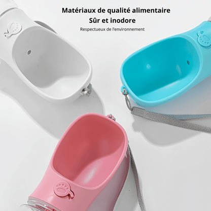 Gamelle chat portable en matériaux de qualité alimentaire trois distributeur eau chat - Croq-Pocket™