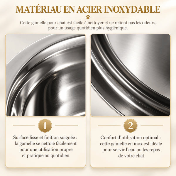 Gamelle chat en hauteur murale en acier inoxydable lisse facile à nettoyer et hygiénique antibactérienne