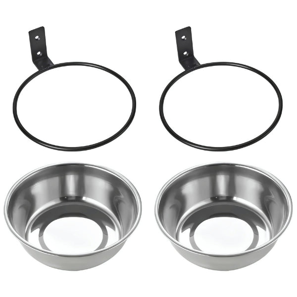 Gamelle chat en hauteur murale avec deux bols inox et supports individuels