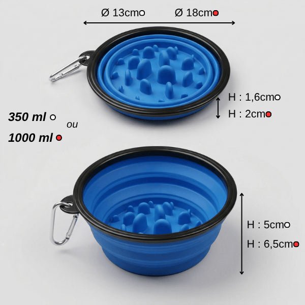 Gamelle chat glouton 350ml 1000ml pliable pour adapter portion et digestion contrôlée