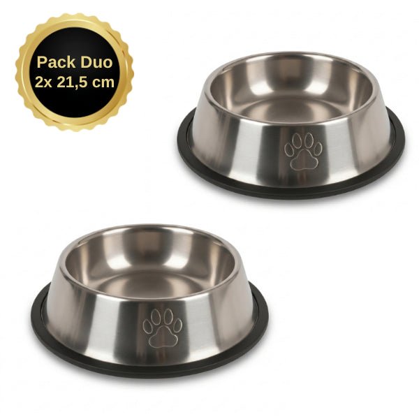 Gamelle chat inox par 2 pack duo pour repas complet durable eau et croquettes pâtée