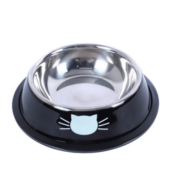 Gamelle chat inox noir antidérapante Croc'Miaou™