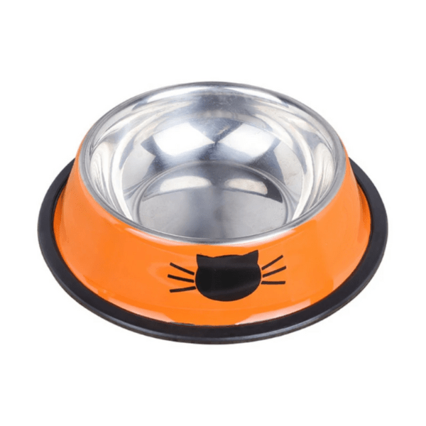 Gamelle chat inox orange antidérapante Croc'Miaou™