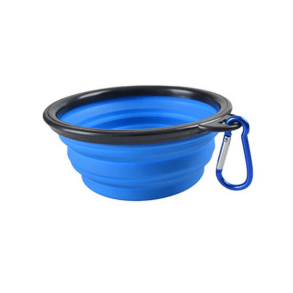 Gamelle chat pliable silicone bleu avec mousqueton transport bleu Bowl-Trip™