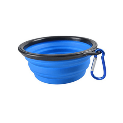 Gamelle chat pliable silicone bleu avec mousqueton transport bleu Bowl-Trip™