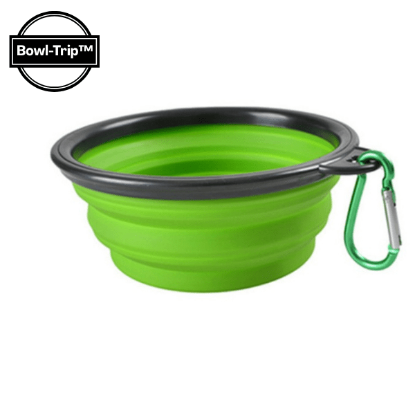 Gamelle chat pliable silicone vert avec macaron Bowl-Trip™