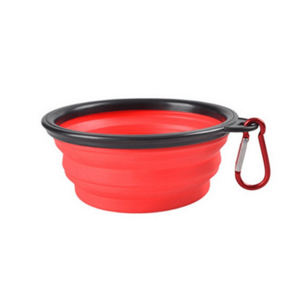 Gamelle chat pliable silicone rouge avec mousqueton transport rouge Bowl-Trip™