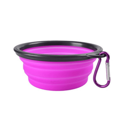 Gamelle chat pliable silicone violet avec mousqueton transport violet Bowl-Trip™