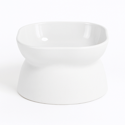 Gamelle chat surélevée 2 en 1 réversible polyvalente carré et ronde blanche - Bol Purrfect™