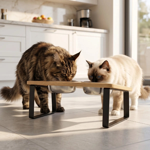 Gamelle chat surélevée double pour partage repas confortable et digestion améliorée