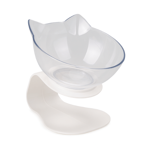 Gamelle chat surélevée simple bol incliné transparent oreille de chat - Snack Fantôme™