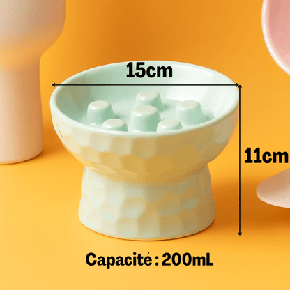 Gamelle ludique pour chat - PawSlow™ - Céramique surélevée