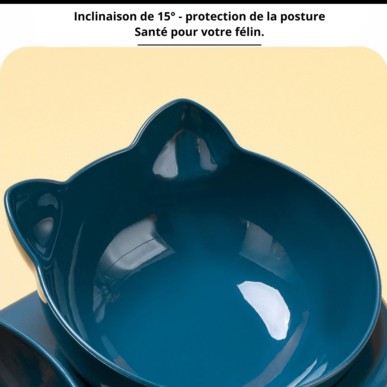 Gamelle pour chat avec bol incliné 15 degrés pour protéger la posture et santé félin - Buffet-Cat™